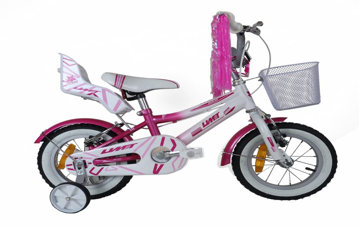 Bicicleta UMIT Diana 12 Pulgadas Rosa-Blanca con Cesta y Portamuñecas - Ref. 1222-35