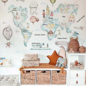 MAPA MUNDI TRAVEL AZUL Mural de papel pintado
